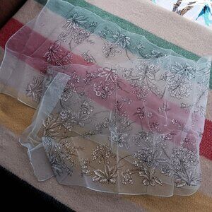 True Vintage Sheer Printed Scarf 1950's Mesh Nylon 42x13"